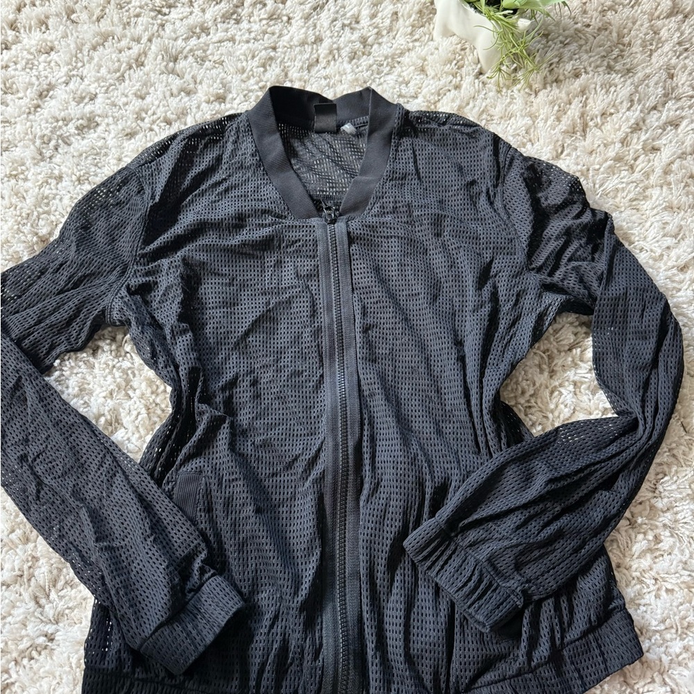 Zella Black Mesh Jacket workout gym, yoga, long sleeve breathable